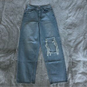 BDG High-Wasted Light-Wash Distressed Baggy Jeans